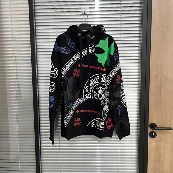 Chrome Hearts Black Multicolor Graphic Hoodie - Picture 1 of 9